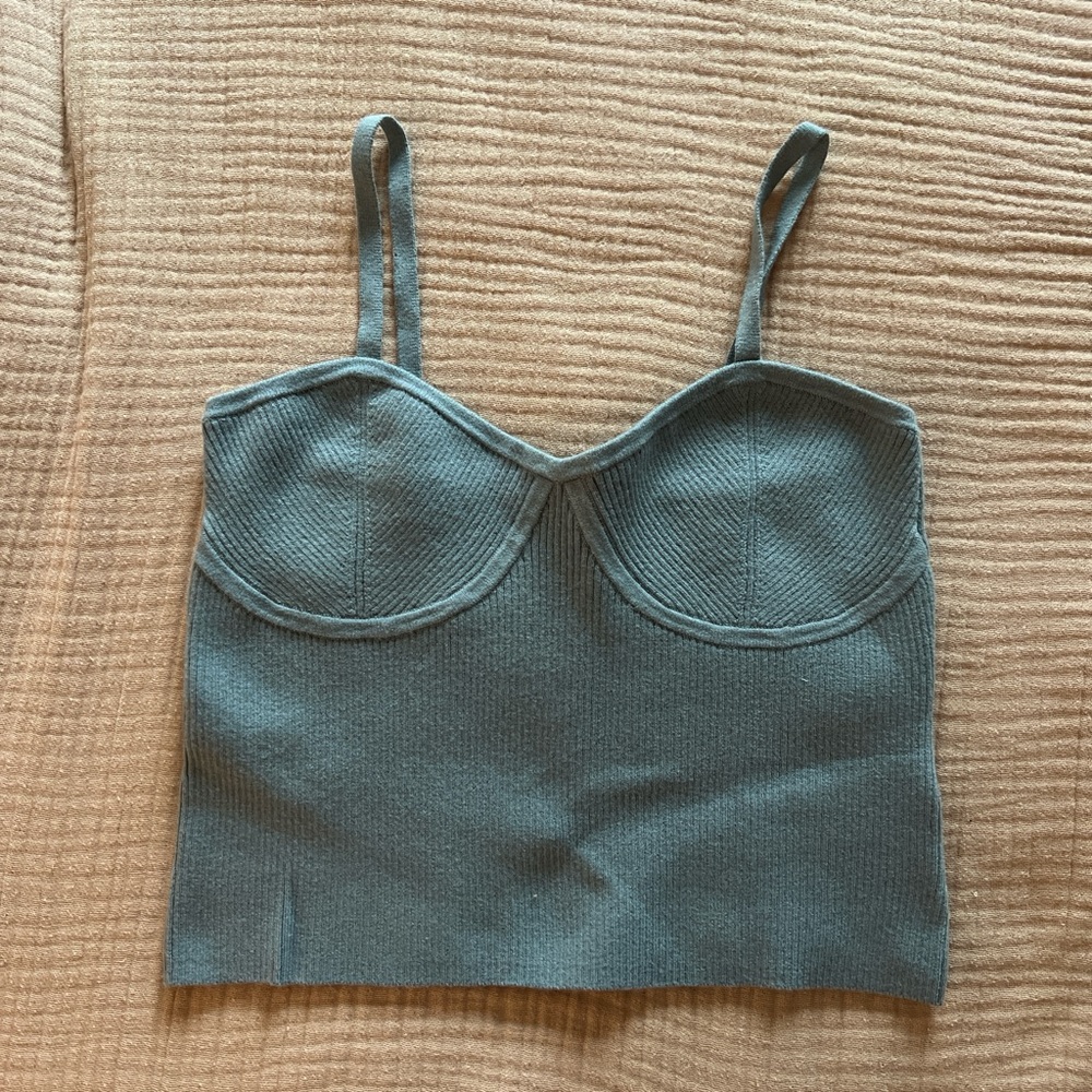 Madewell Blue Ribbed Knit Top
